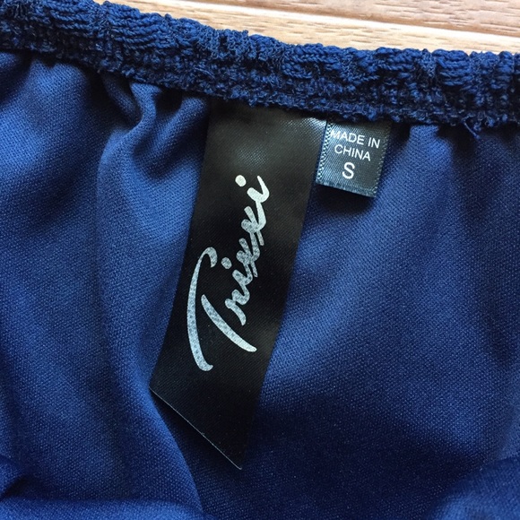 Trixxi Blue Strapless High Low Dress W/ Belt small - Picture 3 of 6